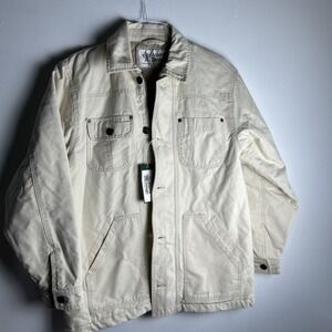 Alpine Design Quilted Lines Chore Coat Natural Khaki Women's Small‎ New